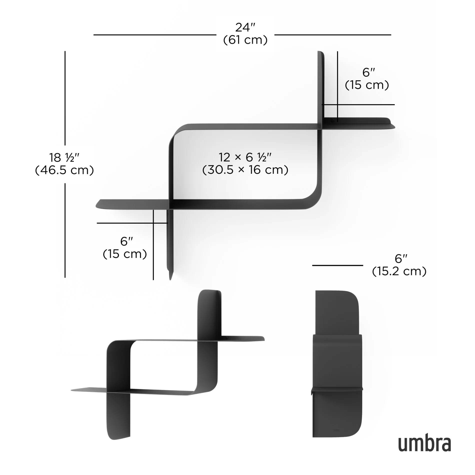 UMBRA Montage Metal Wall Shelves, Set of 2 - Image 5