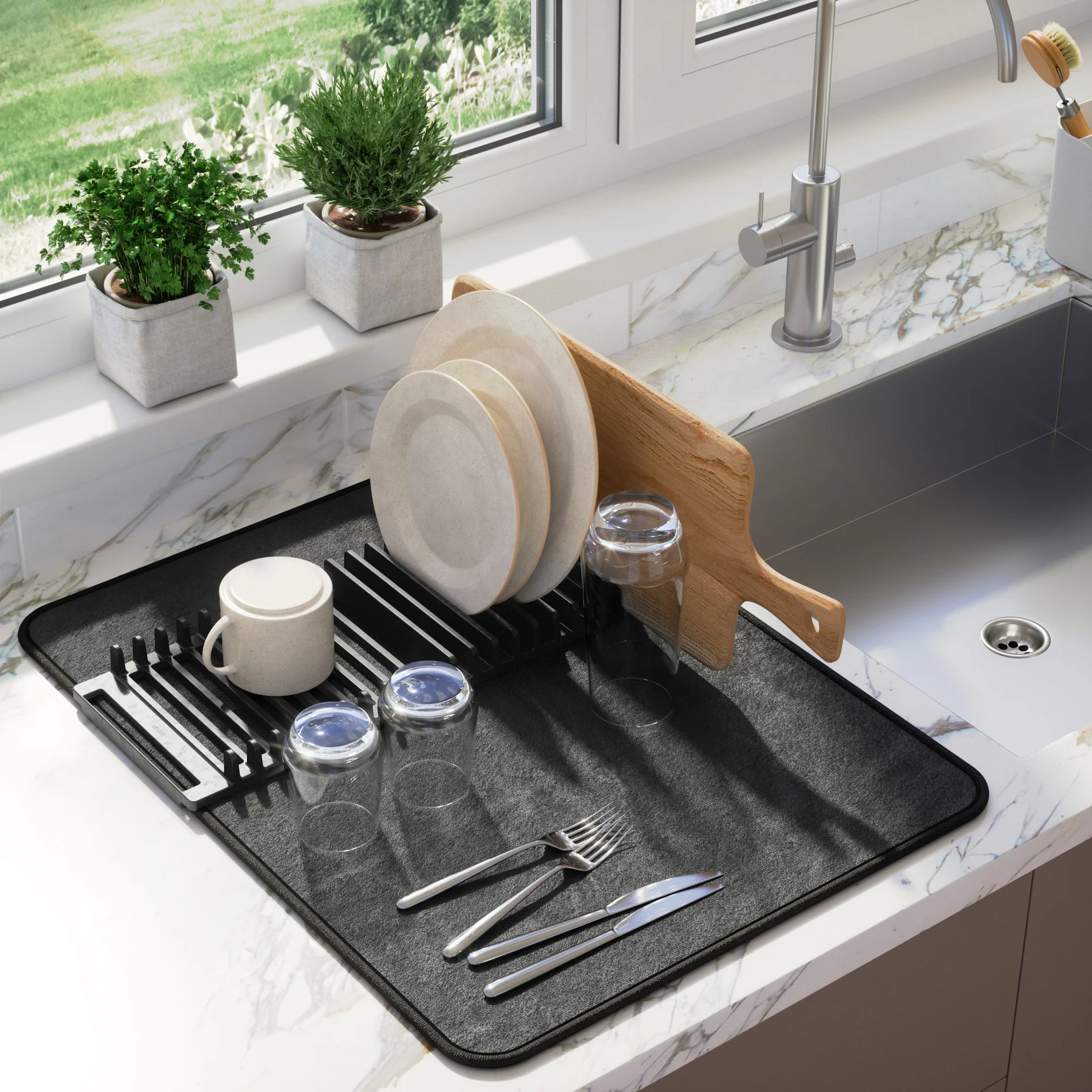 UMBRA UDry Dish Drying Rack with Mat - Image 20