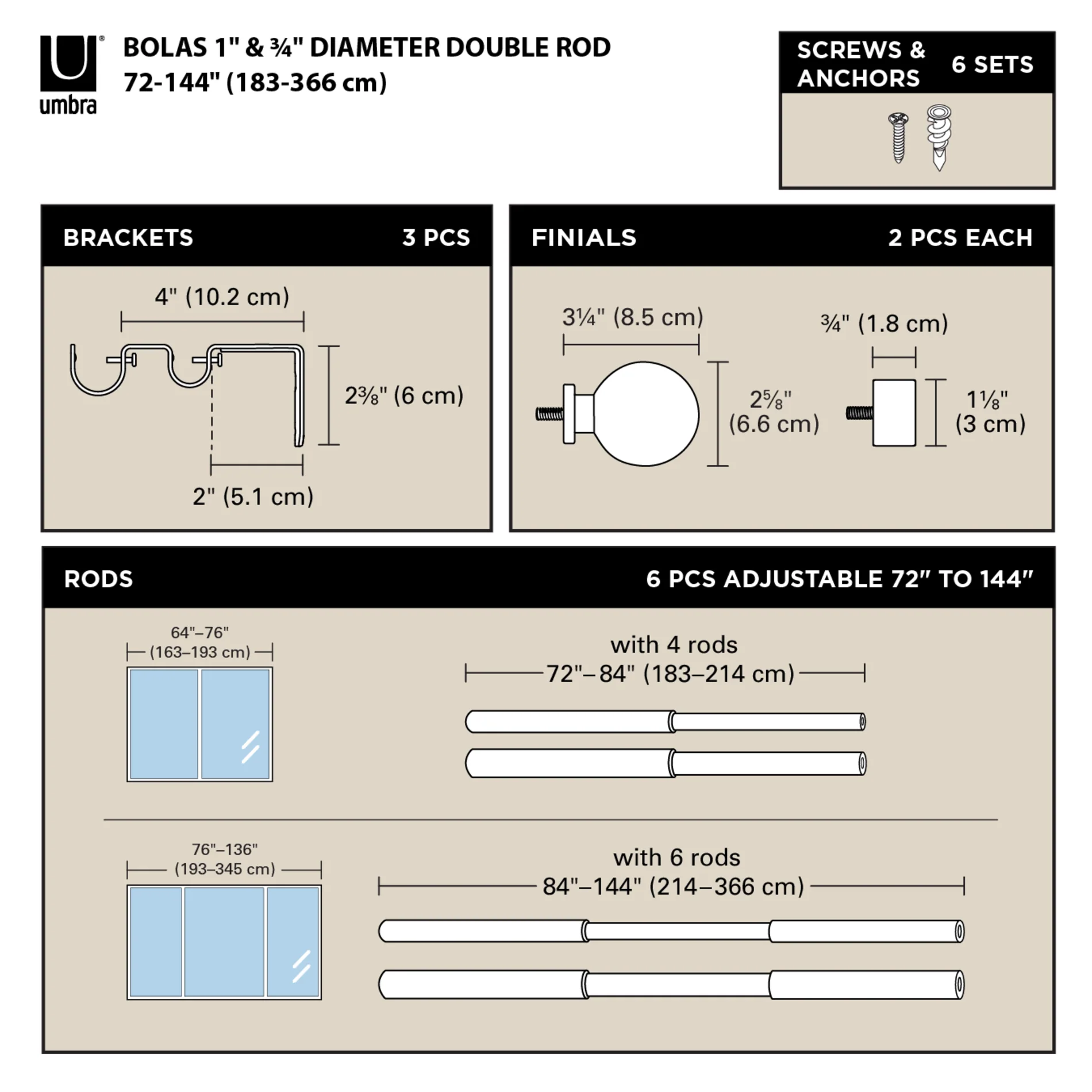 UMBRA Bolas Double Curtain Rod
