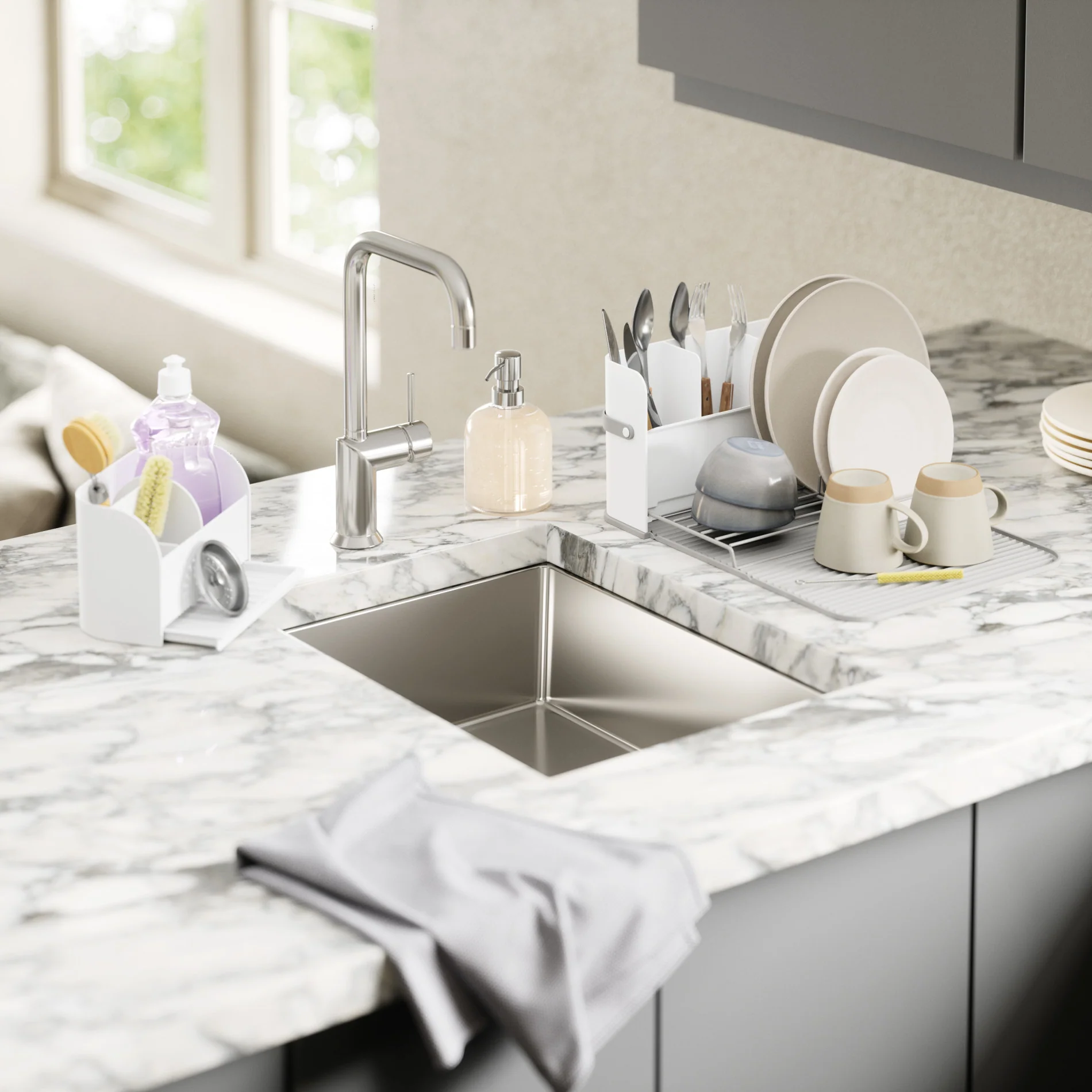 UMBRA Sling Sink Caddy with Soap Pump - Image 3